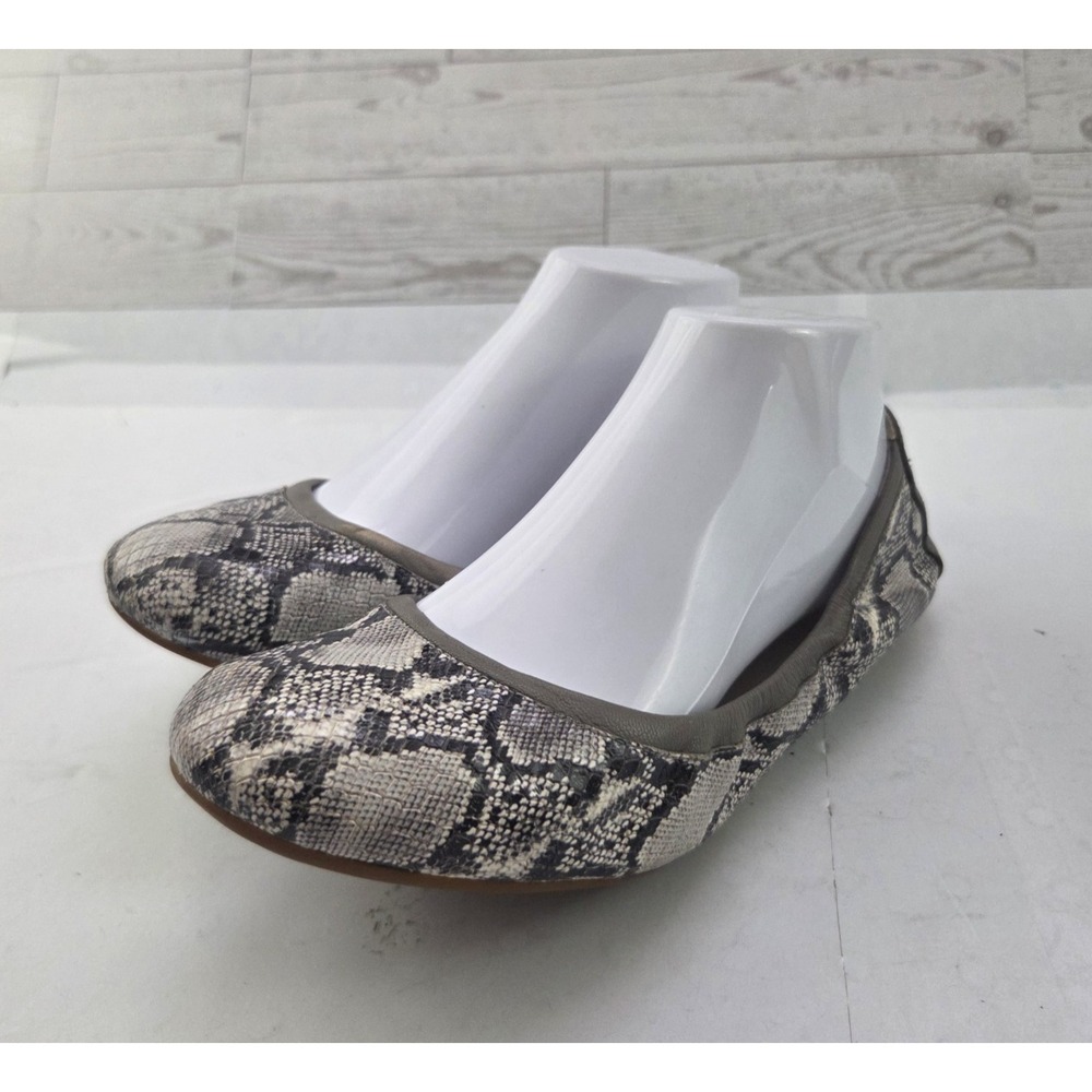 Cole Haan Ballet Flats Women 9 B Snakeskin Print Leather Mob Wife Old Money